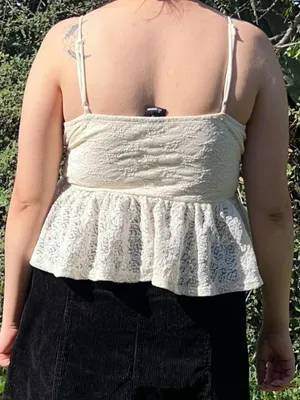 Cream lace peplum camisole top thumbnail 5