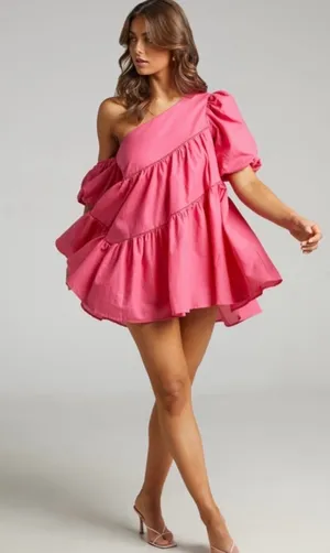 Showpo Linen Mini Dress Pink thumbnail 1