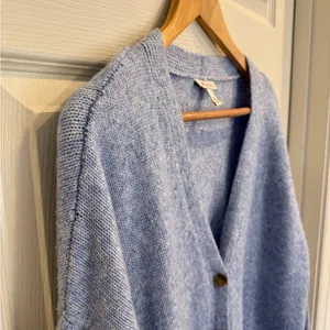Ella Moss Heathered Light Blue V-Neck Button Front Cardigan thumbnail 4