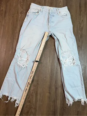 Free People We The Free Free People Distressed Wide Leg Jeans Light Wash Size 25 thumbnail 8