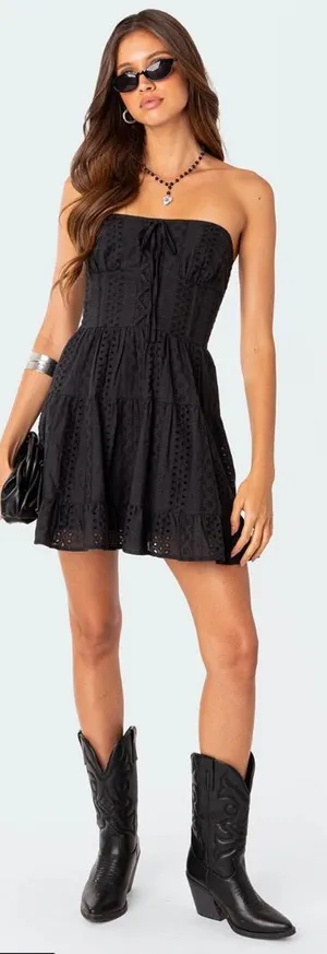 Edikted Black Mini Dress thumbnail 1