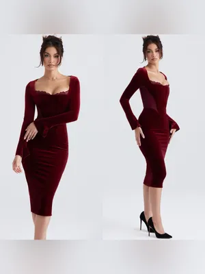 House of CB Solaine Velvet Corset Gown S Burgundy Gothic Vampire thumbnail 3