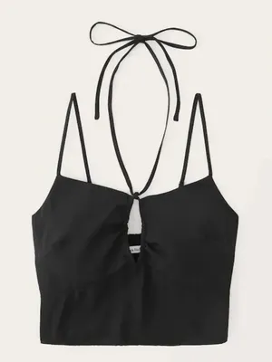 Abercrombie • Strappy Keyhole Cami cropped halter tie neck crop top tank thumbnail 2