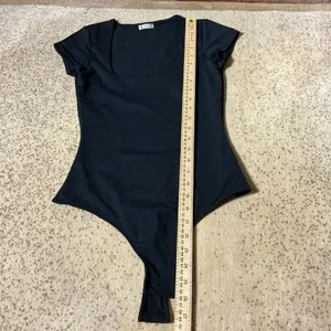 Intimately Free People Black Square Neck Short Sleeve‎ Thong Bodice XS Bodysuit thumbnail 2