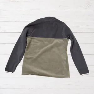 Columbia Colorblock Fleece Pullover Olive Charcoal Snap Neck Outdoor Womens M thumbnail 2