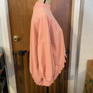 Nap Loungewear Peach Coral Oversized Sweatshirt Hi-Low Drawstring Hem Size Large thumbnail 5