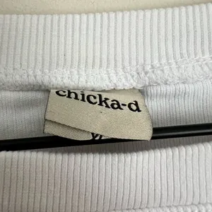 Chicka-d washed pink Nashville Boots White Cropped Corded Graphic Sweatshirt XL thumbnail 4