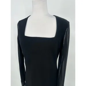 Evan Picone Black Midi Dress 12 Sheer Sleeve Asymmetrical Hem Y2K Cocktail LBD thumbnail 8
