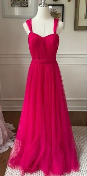 Revelry Hot Pink Tulle Formal Gown Removable Straps $200 4 thumbnail 1