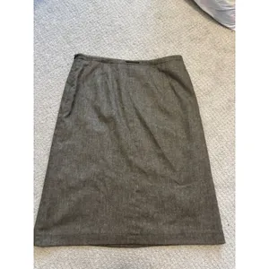 Banana Republic Drawstring Wool‎ Blend Skirt 12 Brown Herringbone Midi Pencil thumbnail 7