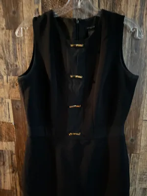 Ann Taylor Black Sleeveless Shift Dress with Bow Detailing. Size 4 38 length x 17 thumbnail 4