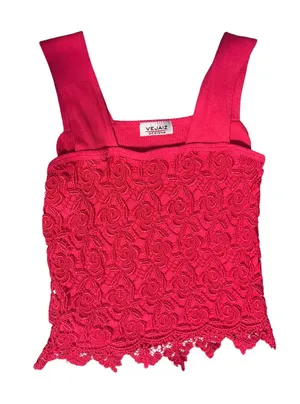 Hot Pink Lace Crop Top thumbnail 1