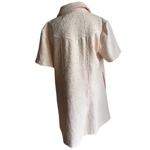 English Factory Jackie O Mod Textured Shift Dress Pink Gold Buttons M thumbnail 7