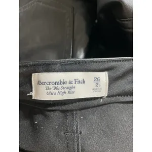 Abercrombie & Fitch 90s Straight Ultra High Rise Black Faux Leather Trousers 2 thumbnail 5