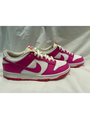 Nike Dunk Low GS Laser Fuchsia Pink White Barbie FB9109-102 Sneakers Size 7Y thumbnail 2