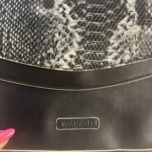Vera‎ Bradley Twice As Nice Crossbody Bag Black Python Flap Faux Leather Purse thumbnail 2