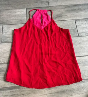 Women's Red Sleeveless Halter Tank Top thumbnail 1
