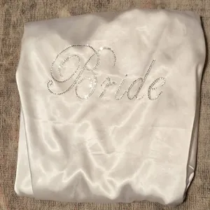 BRIDE Satin Kimono Robe With Rhinestone Lettering S/M Girl Extraordinaire White thumbnail 4