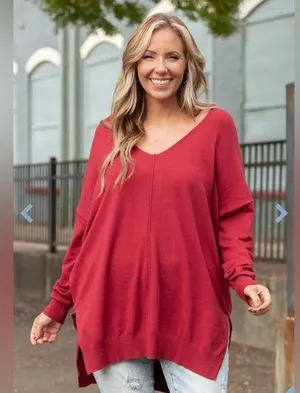 Chic Soul Miss Who I Was Sweater, Dark Rust nwot size XL thumbnail 1