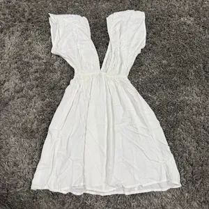ASOS Design Tall Flutter Sleeve Mini Beach Dress in White, Size 0​​​​ thumbnail 3
