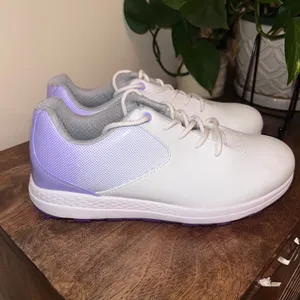 Thestron Golf Shoes Lightweight Lavender‎ Trim White Golf Shoes Womens Euro 42 thumbnail 2