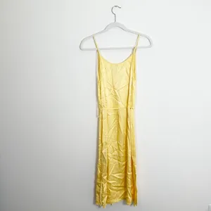 Raquel Allegra Slip Midi Dress Yellow Satin Size Small/4 thumbnail 4