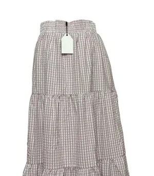 English Factory Check Print Tiered Maxi Skirt Gingham High-Waisted Size M NWT thumbnail 6