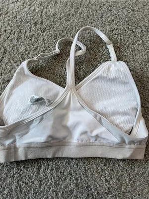 Nike White Mesh-Detail Low-Profile Sports Bra thumbnail 4