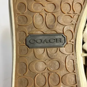 Coach Gema tan & gold monogram canvas sneakers women's size‎ 9 missing a logo thumbnail 8
