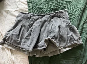 Wild Fable Faded Black Denim Pleated Skort thumbnail 1