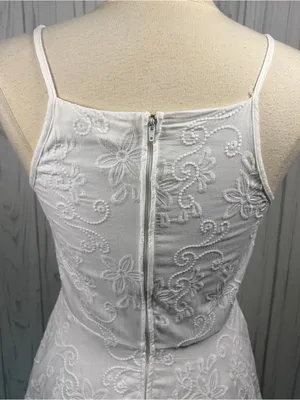 ALTAR’D STATE Embroidered 100% Cotton Asymmetric Fit & Flare White Dress,‎ Large thumbnail 8