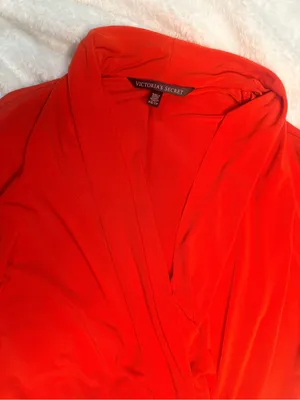 Victoria's Secret Red Long-Sleeve Draped Wrap Dress thumbnail 3