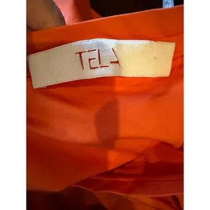 Tela Dress Women XS Orange Cotton Poplin Ruffle V-Neck Cap‎ Sleeve Shift Mini thumbnail 9