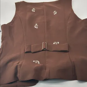 Sleeveless Brown Embroidered Button thumbnail 10