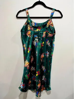 Vintage 1997 Looney Tunes Christmas Satin Nightgown Chemise S thumbnail 6