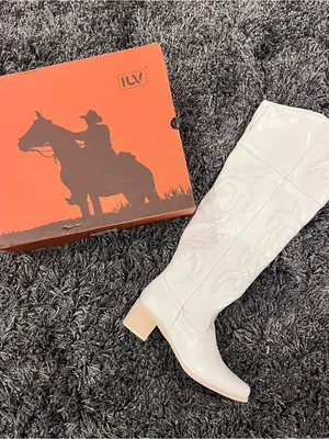 🌸New Iuv White Knee High Cowboy Boots Size 8🌸 thumbnail 4