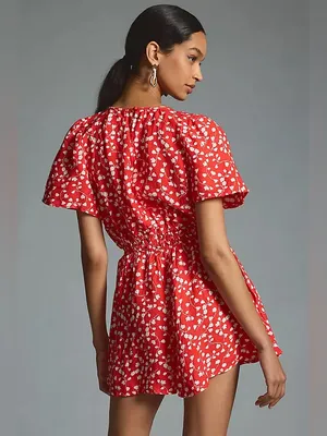 Anthropologie Somerset Linen Edition Red Romper L thumbnail 4