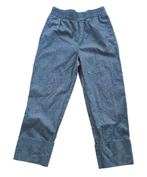 Zara Blue‎ High Waisted Elastic Waist Cuffed Straight Leg Pants Womens Small thumbnail 1