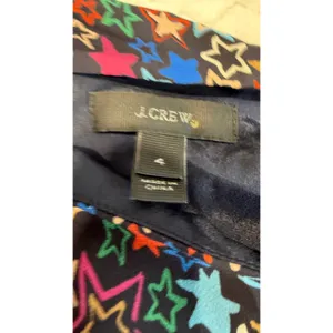 J.Crew Womens One Shoulder Star Print Ruffle Hem Dress Navy Multi Size 4 thumbnail 5