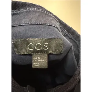 COS Shirt Dress Navy Blue Short Sleeve Hidden Button Textured Collar Size 6 thumbnail 4