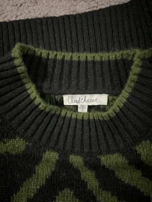 Cloud Chaser Green and Black Knit Pullover Sweater thumbnail 3