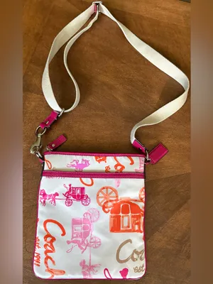 Coach Poppy Pink Scribble Swingpack Crossbody Bag Canvas Y2K⁠ thumbnail 2