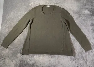 Madewell Women’s Medium Olive Green Textured Knit Crew Neck Sweater Cotton Blend thumbnail 2