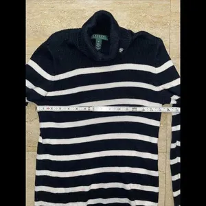 Vtg Lauren Ralph Lauren Womens Medium Cotton Knit Turtleneck Sweater‎ Striped thumbnail 2