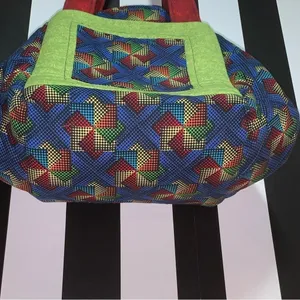 Fabric Quilted Handmade Zipper Folding Oversize Handbag Unique Funky Zips Shut thumbnail 6