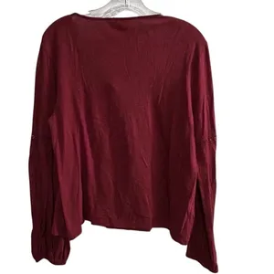 Lucky Brand‎ Women's V-Neck Long Sleeve Blouse Red Size S Casual thumbnail 8