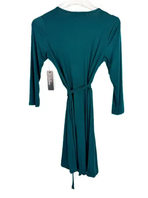 NWT Lulus Twirl-Worthy Forest Green Wrap Dress Mini Size Small S NEW thumbnail 7