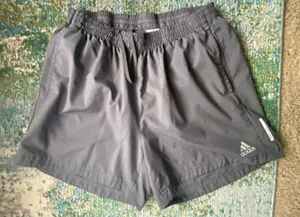 Adidas gray logo running shorts, size large thumbnail 1