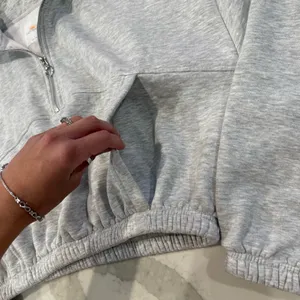 Lazy Sunday Half Zipped Cropped Sweatshirt Women’s Large Heather Gray Athleisure thumbnail 6