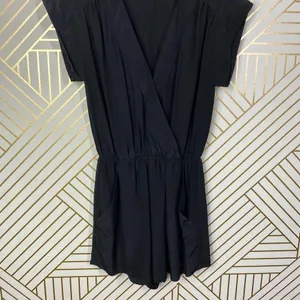 Aritzia Babaton Corbett Romper Relaxed Pure Silk Short Sleeve‎ Black Size XS thumbnail 6